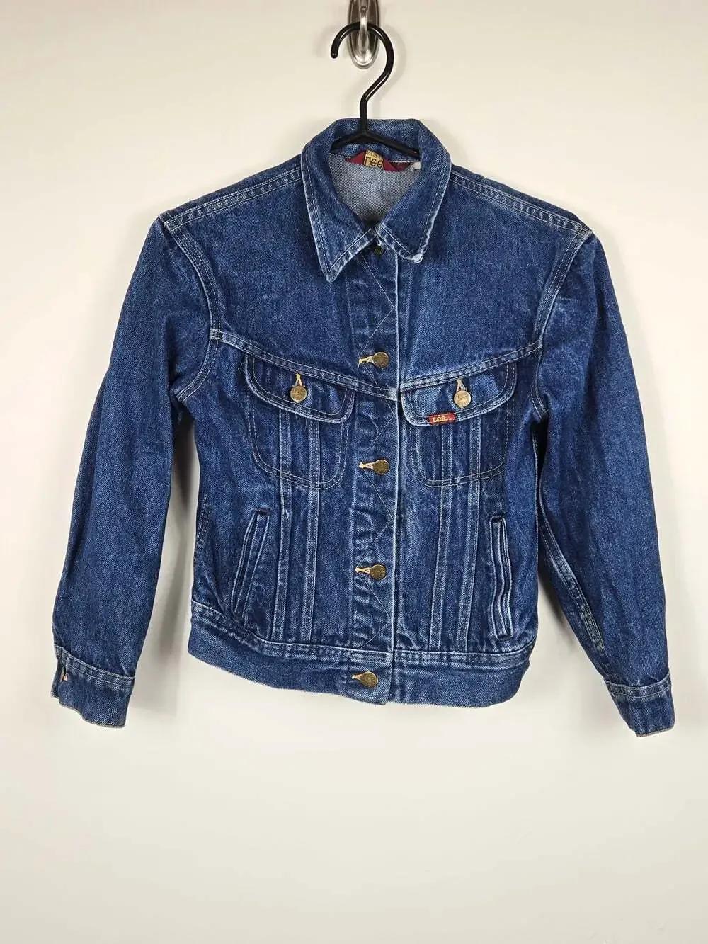 Vintage Lee For Girls Denim Jacket Size 8-9 80s Made USA Trucker Jean Coat